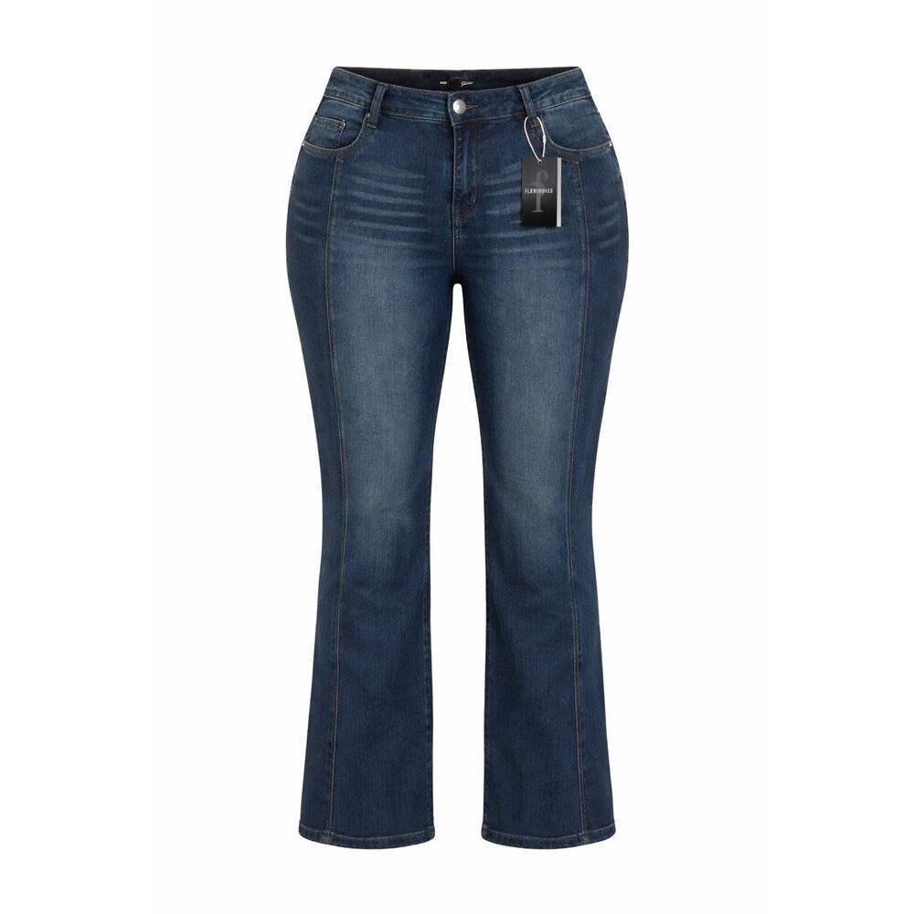 Flamingals Womens 4XL Dark Wash Straight Leg Jeans Stretch Denim NWT